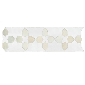 Mosaic House Moroccan tile Kmarshoun C 26-1 Cust Polar White White  zellige, mosaic, zellij, border, glaze, traditional 